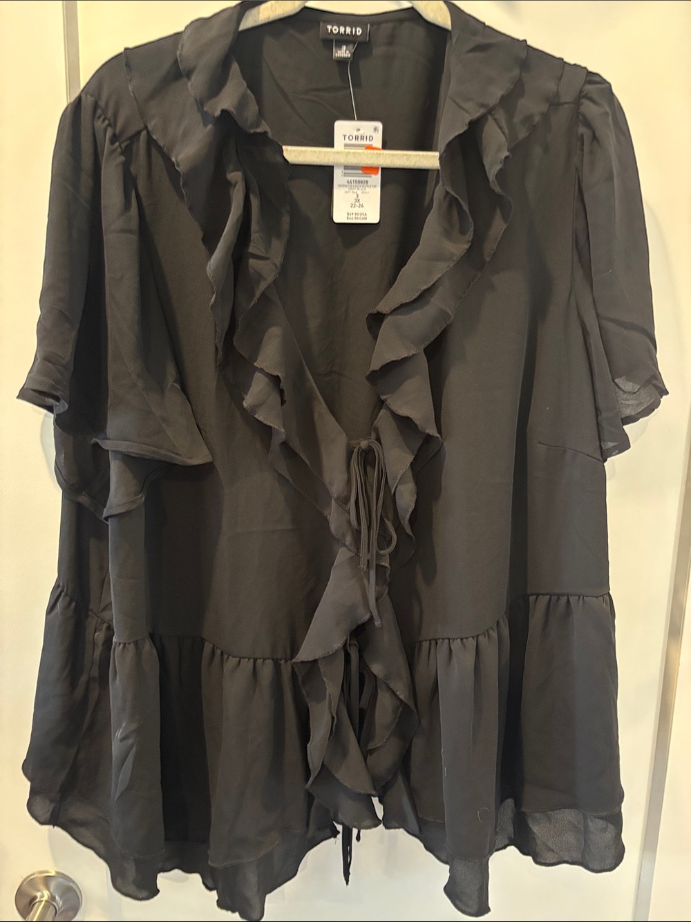 torrid Black Ruffle Tie-Front Blouse